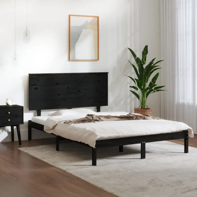 Moderne houten bedframe van massief grenenhout inclusief levering bevat - Zwart / 140 x 190 cm - Bedden & bedframes