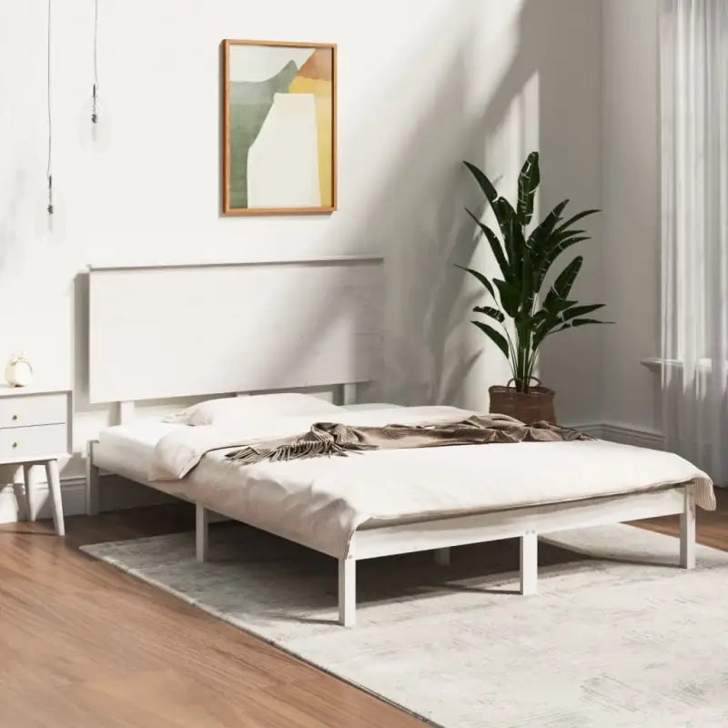 Moderne houten bedframe van massief grenenhout inclusief levering bevat - Wit / 135 x 190 cm - Bedden & bedframes