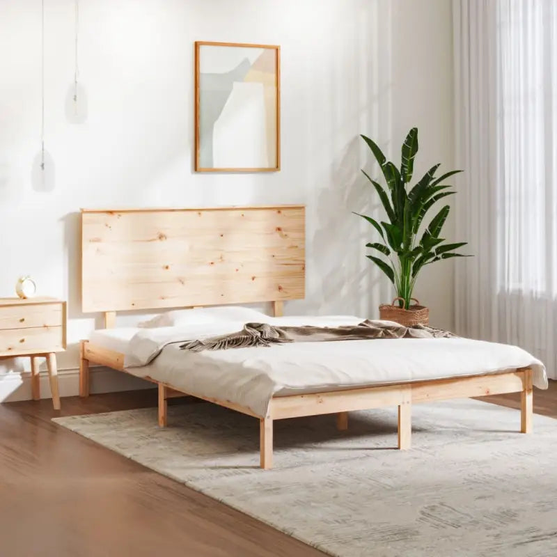 Moderne houten bedframe van massief grenenhout inclusief levering bevat - Naturel / 140 x 190 cm - Bedden & bedframes