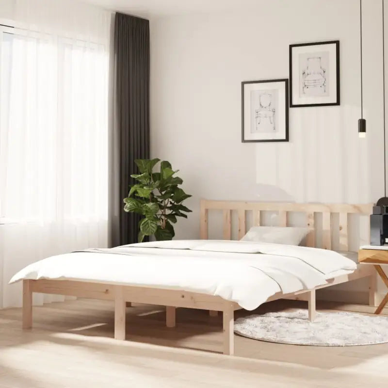 Moderne houten bedframe van massief grenenhout met levering bevat - Naturel / 135 x 190 cm - Bedden & bedframes