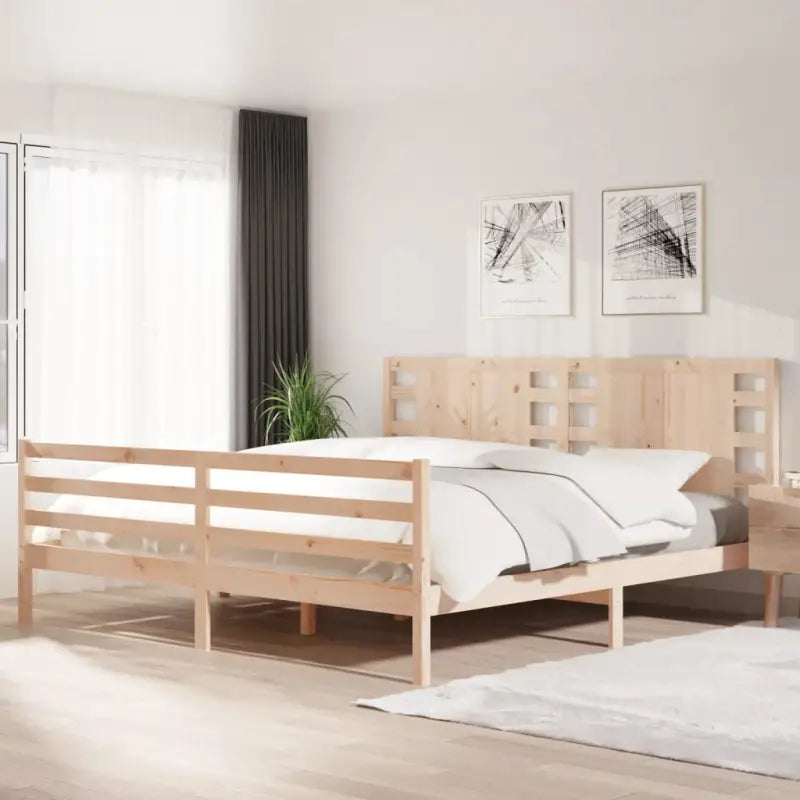 Moderne houten bedframe van massief grenenhout met levering bevat - Naturel / 200 x 200 cm - Bedden & bedframes