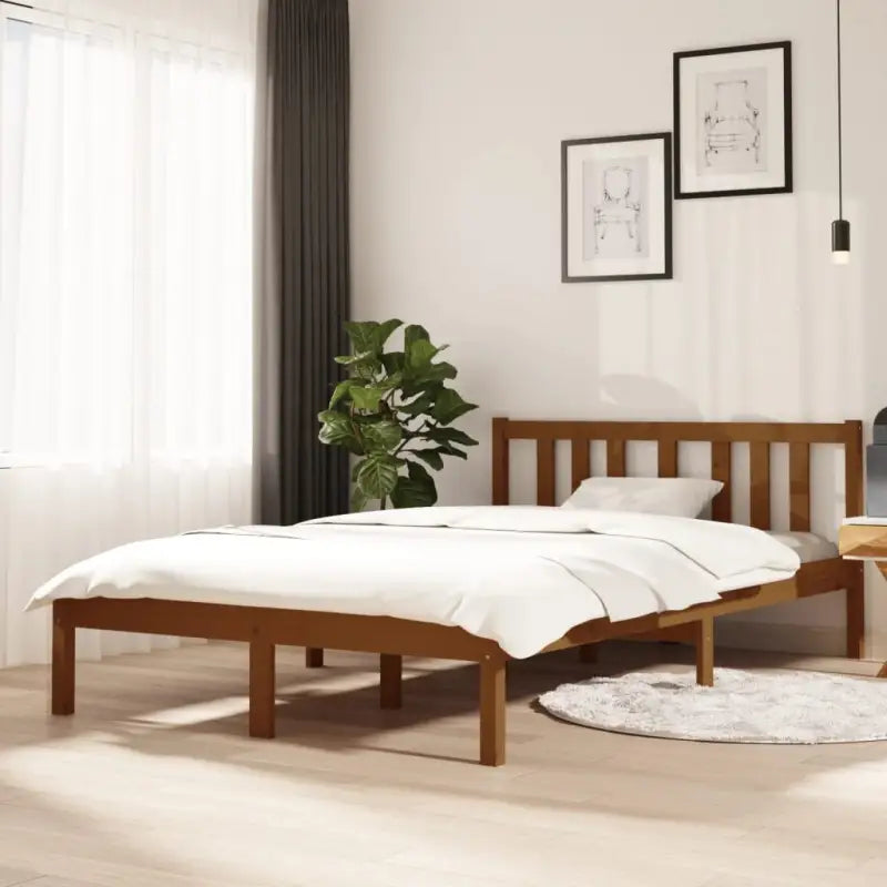 Moderne houten bedframe van massief grenenhout met levering bevat - Honingbruin / 120 x 200 cm - Bedden & bedframes