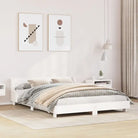 Moderne houten bedframe van massief grenenhout voor een strakke slaapkamer - Wit / 150 x 200 cm - Bedden & bedframes