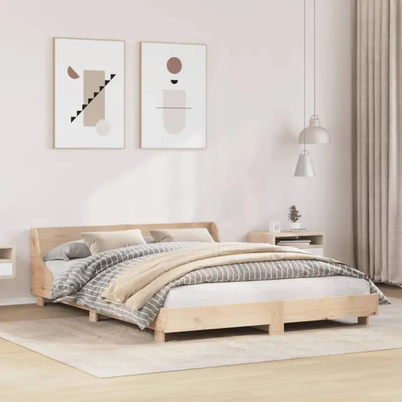 Moderne houten bedframe van massief grenenhout voor een strakke slaapkamer - Naturel / 140 x 190 cm - Bedden & bedframes