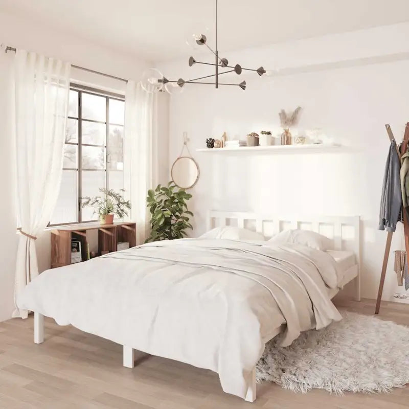Moderne houten bedframe van massief grenenhout voor stijlvolle slaapkamers - Wit / 160 x 200 cm - Bedden & bedframes