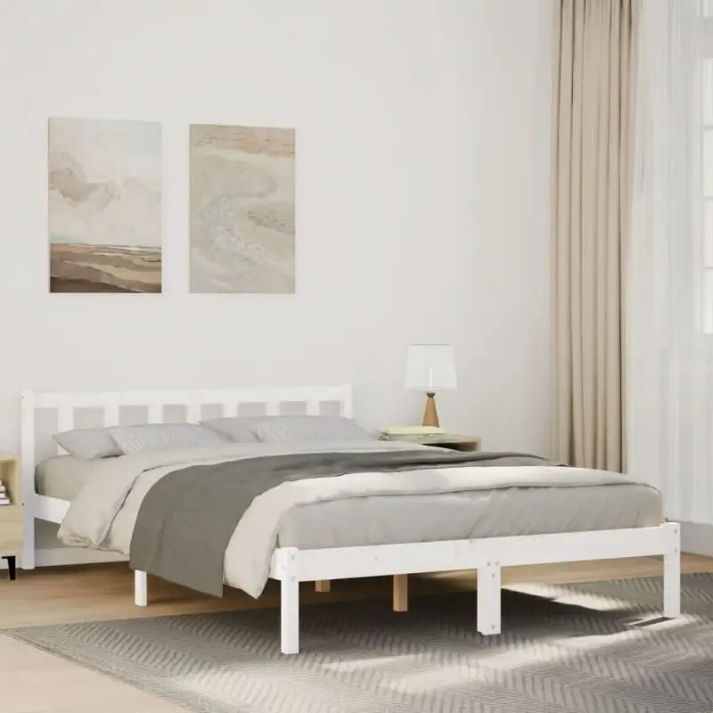 Moderne houten bedframe van massief grenenhout voor stijlvolle slaapkamers - Wit / 140 x 210 cm - Bedden & bedframes
