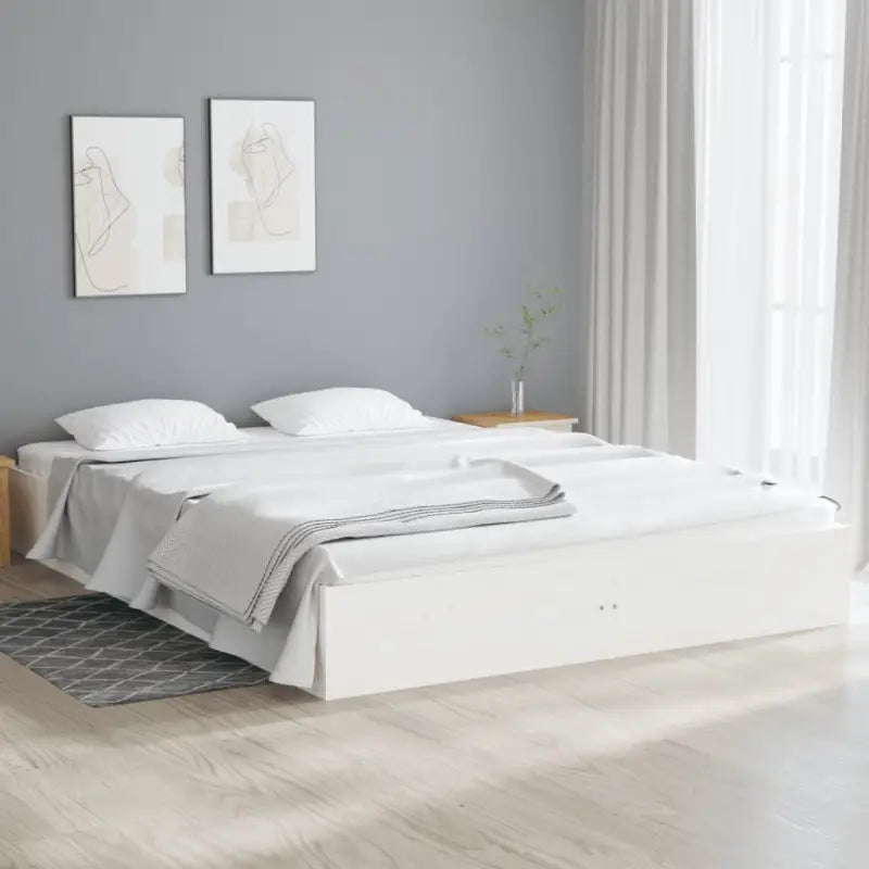 Moderne houten bedframe van massief grenenhout voor stijlvolle slaapkamers - Wit / 140 x 190 cm - Bedden & bedframes