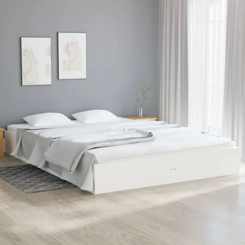 Moderne houten bedframe van massief grenenhout voor stijlvolle slaapkamers - Wit / 120 x 200 cm - Bedden & bedframes