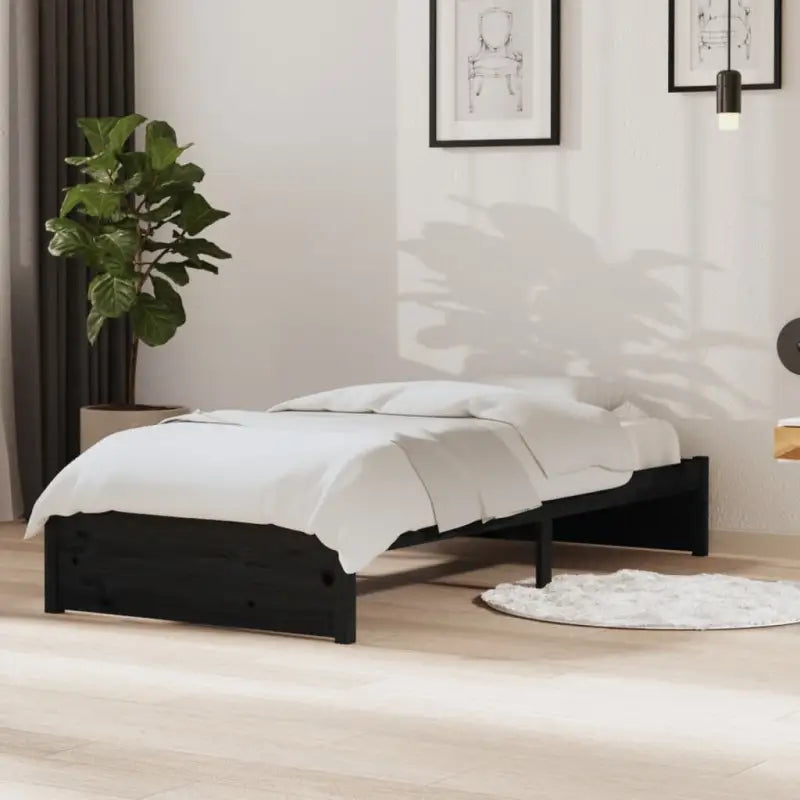 Moderne houten bedframes van massief grenenhout voor een stijlvolle slaapkamer - Zwart / 90 x 190 cm - Bedden &