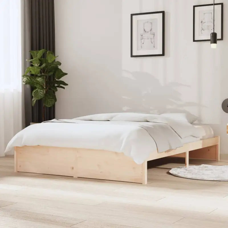 Moderne houten bedframes van massief grenenhout voor een stijlvolle slaapkamer - Naturel / 135 x 190 cm - Bedden &