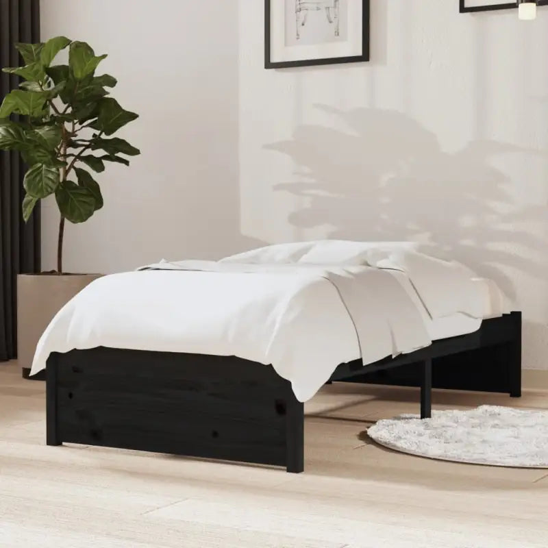 Moderne houten bedframes van massief grenenhout voor een stijlvolle slaapkamer - Zwart / 75 x 190 cm - Bedden &