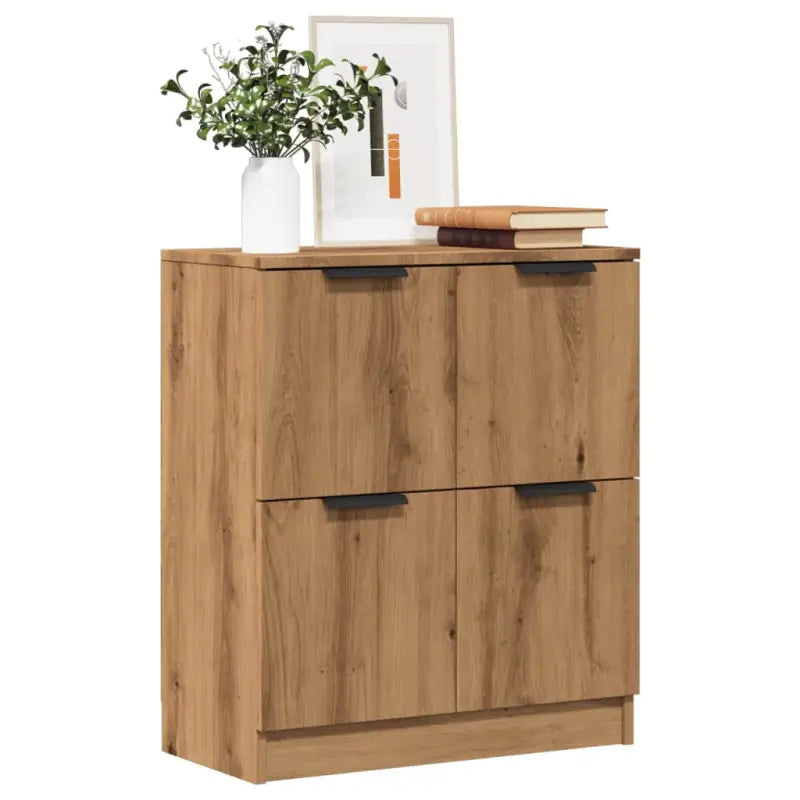 Moderne houten dressoirs met bewerkt hout en stevig blad - artisanaal eikenkleurig / 1 - Dressoirs & buffetkasten