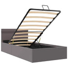 Moderne hydraulische eenpersoonsbed met multiplex lattenbodem en kunstleren bekleding - Bedden & bedframes