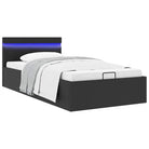 Moderne hydraulische eenpersoonsbed met multiplex lattenbodem en kunstleren bekleding - Zwart / 90 x 200 cm - Bedden &