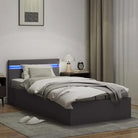 Moderne hydraulische eenpersoonsbed met multiplex lattenbodem en kunstleren bekleding - Bedden & bedframes