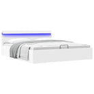 Moderne hydraulische eenpersoonsbed met multiplex lattenbodem en kunstleren bekleding - Wit / 160 x 200 cm - Bedden &