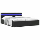 Moderne hydraulische eenpersoonsbed met multiplex lattenbodem en kunstleren bekleding - Zwart / 160 x 200 cm - Bedden &