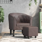 Moderne kuipstoel met decoratieve knopen en duurzaam materiaal - Bruin / 1 / Met voetenbank - Fauteuils & Relaxfauteuils