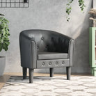 Moderne kuipstoel met decoratieve knopen en duurzaam materiaal - Grijs / 1 / Zonder voetenbank - Fauteuils &