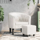 Moderne kuipstoel met decoratieve knopen en duurzaam materiaal - Wit / 1 / Met voetenbank - Fauteuils & Relaxfauteuils