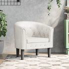 Moderne kuipstoel met decoratieve knopen en duurzaam materiaal - Wit / 1 / Zonder voetenbank - Fauteuils &