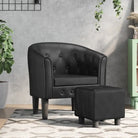 Moderne kuipstoel met decoratieve knopen en duurzaam materiaal - Zwart / 1 / Met voetenbank - Fauteuils & Relaxfauteuils
