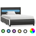 Moderne kunstleren bedframe met gepoedercoat ijzeren frame - Antraciet / 90 x 200 cm - Bedden & bedframes