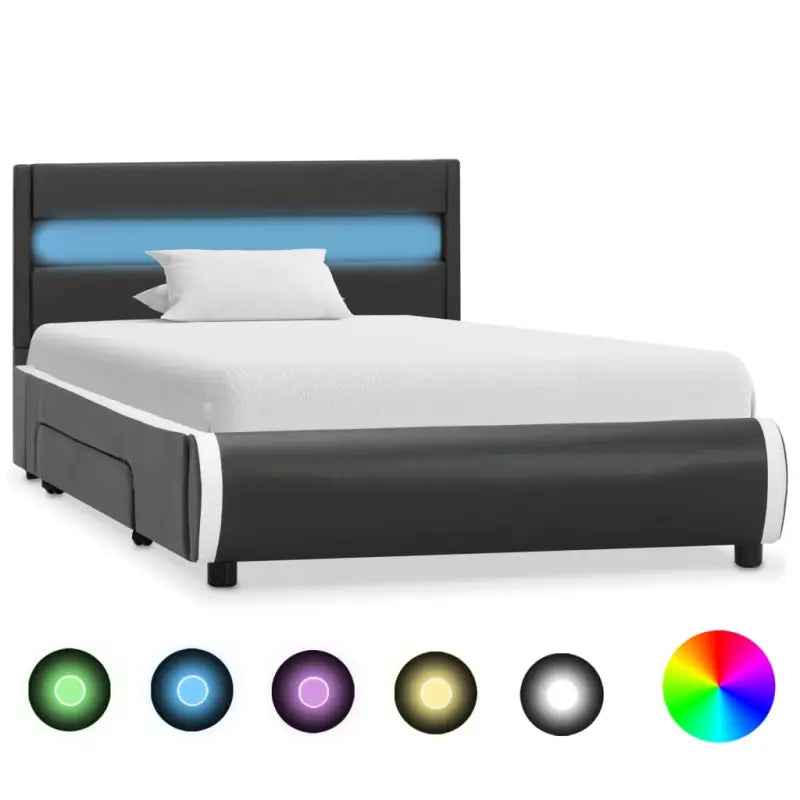 Moderne kunstleren bedframe met gepoedercoat ijzeren frame - Antraciet / 90 x 200 cm - Bedden & bedframes