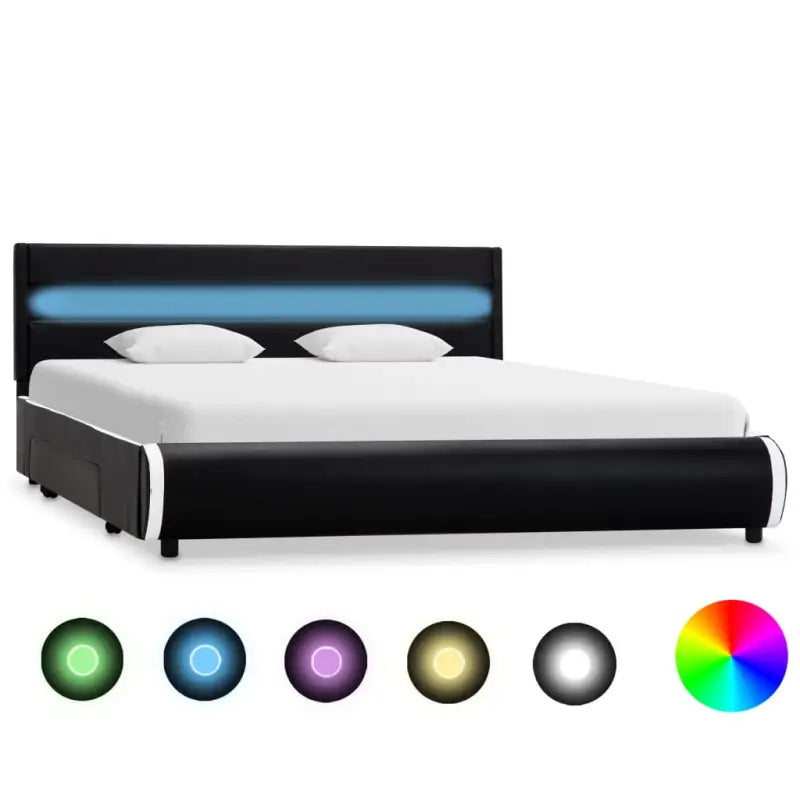 Moderne kunstleren bedframe met gepoedercoat ijzeren frame - Bedden & bedframes