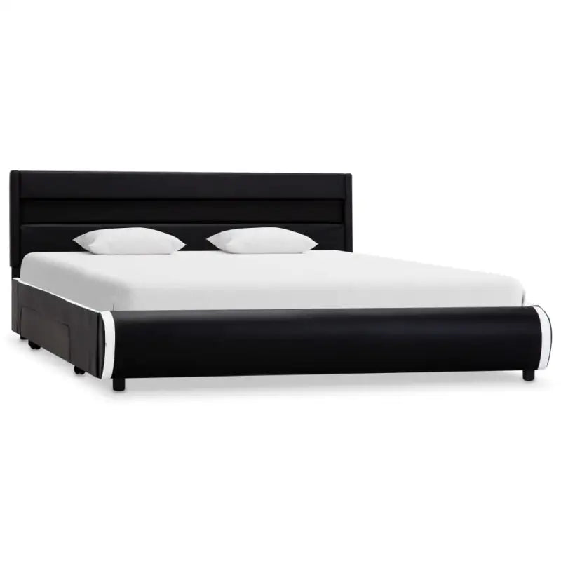 Moderne kunstleren bedframe met gepoedercoat ijzeren frame - Bedden & bedframes