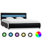 Moderne kunstleren bedframe met gepoedercoat ijzeren frame - Zwart / 140 x 200 cm - Bedden & bedframes