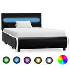 Moderne kunstleren bedframe met gepoedercoat ijzeren frame - Zwart / 100 x 200 cm - Bedden & bedframes