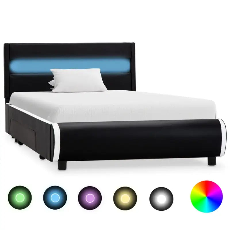 Moderne kunstleren bedframe met gepoedercoat ijzeren frame - Zwart / 100 x 200 cm - Bedden & bedframes