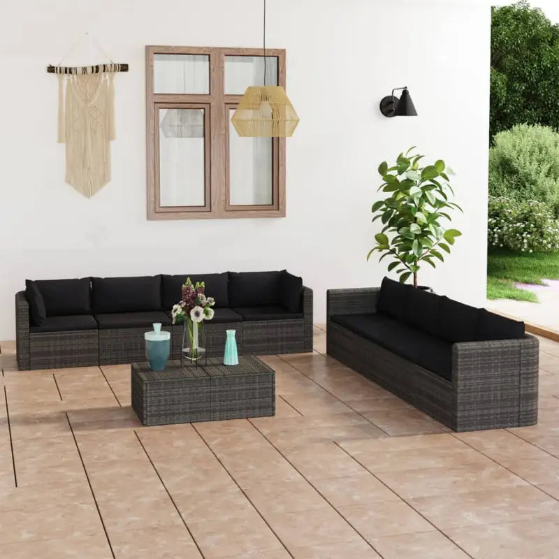 Moderne loungeset biedt royale zithoek en waterbestendige buitencomfort - Grijs / 4x hoek + 4x midden + 2x Tafel