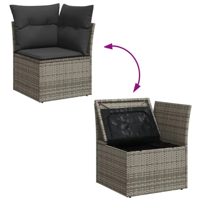 Moderne loungeset in grijs materiaal met gepoedercoat staal en waterdichte tas - Tuinsets