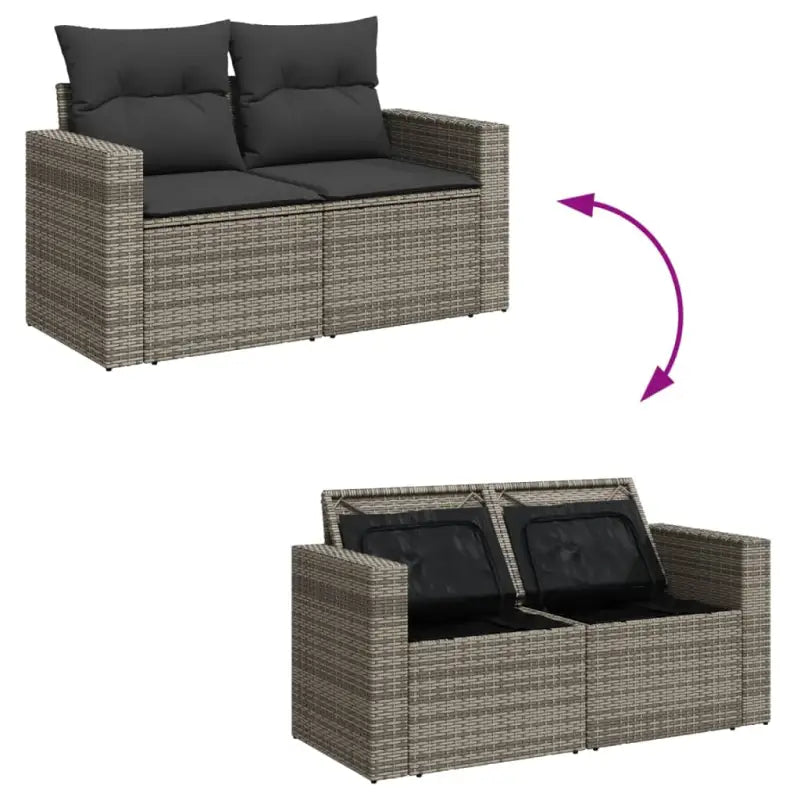 Moderne loungeset in grijs materiaal met gepoedercoat staal en waterdichte tas - Tuinsets
