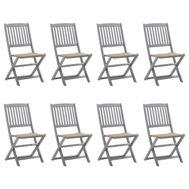Moderne massief acaciahout tuinstoelen met kussens voor buiten eten - Beige / 8 - Tuinstoelen