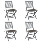 Moderne massief acaciahout tuinstoelen met kussens voor buiten eten - Taupe / 4 - Tuinstoelen
