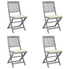 Moderne massief acaciahout tuinstoelen met kussens voor buiten eten - Crème / 4 - Tuinstoelen