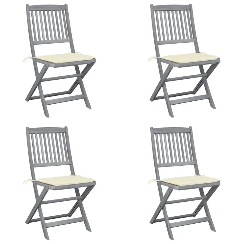 Moderne massief acaciahout tuinstoelen met kussens voor buiten eten - Crème / 4 - Tuinstoelen
