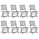 Moderne massief acaciahout tuinstoelen met kussens voor buiten eten - Grijs / 8 - Tuinstoelen
