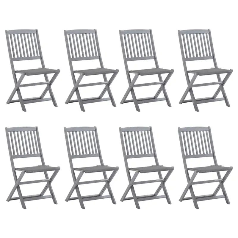 Moderne massief acaciahout tuinstoelen met kussens voor buiten eten - Grijs / 8 - Tuinstoelen