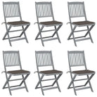 Moderne massief acaciahout tuinstoelen met kussens voor buiten eten - Taupe / 6 - Tuinstoelen
