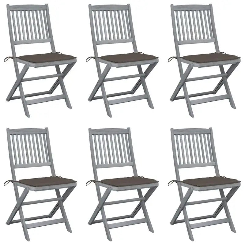 Moderne massief acaciahout tuinstoelen met kussens voor buiten eten - Taupe / 6 - Tuinstoelen