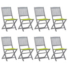 Moderne massief acaciahout tuinstoelen met kussens voor buiten eten - Heldergroen / 8 - Tuinstoelen