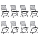 Moderne massief acaciahout tuinstoelen met kussens voor buiten eten - Zwart / 8 - Tuinstoelen