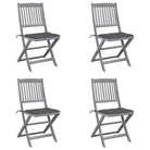 Moderne massief acaciahout tuinstoelen met kussens voor buiten eten - Antraciet / 4 - Tuinstoelen