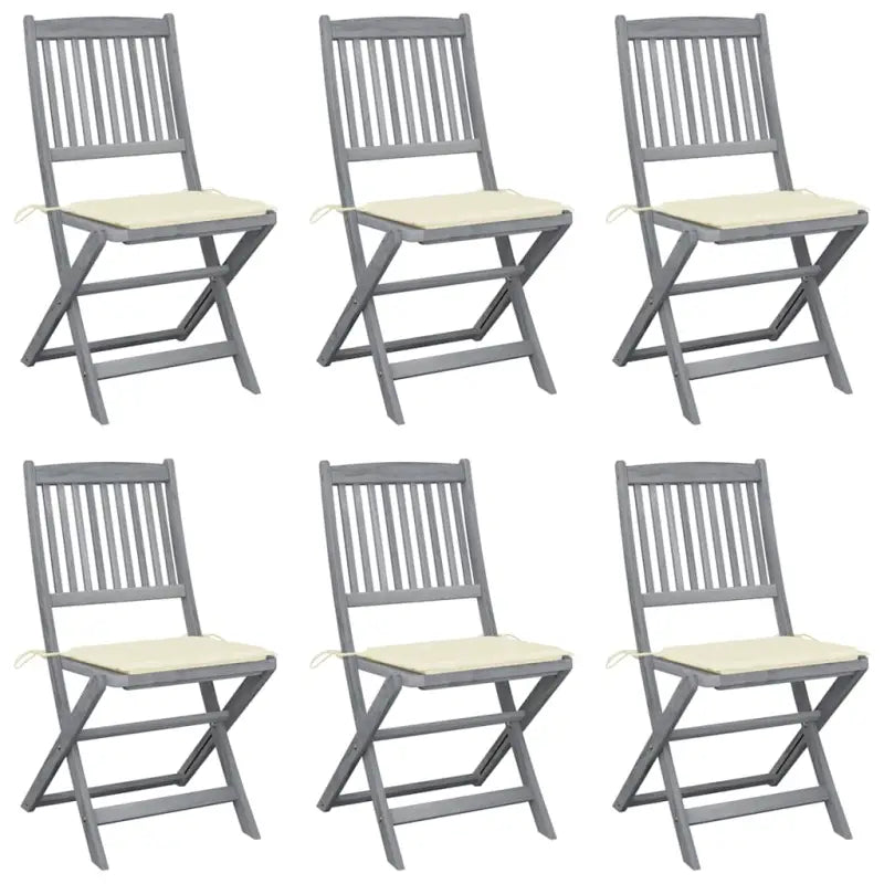 Moderne massief acaciahout tuinstoelen met kussens voor buiten eten - Crème / 6 - Tuinstoelen