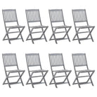 Moderne massief acaciahout tuinstoelen met kussens voor buiten eten - Grijs ruitpatroon / 8 - Tuinstoelen