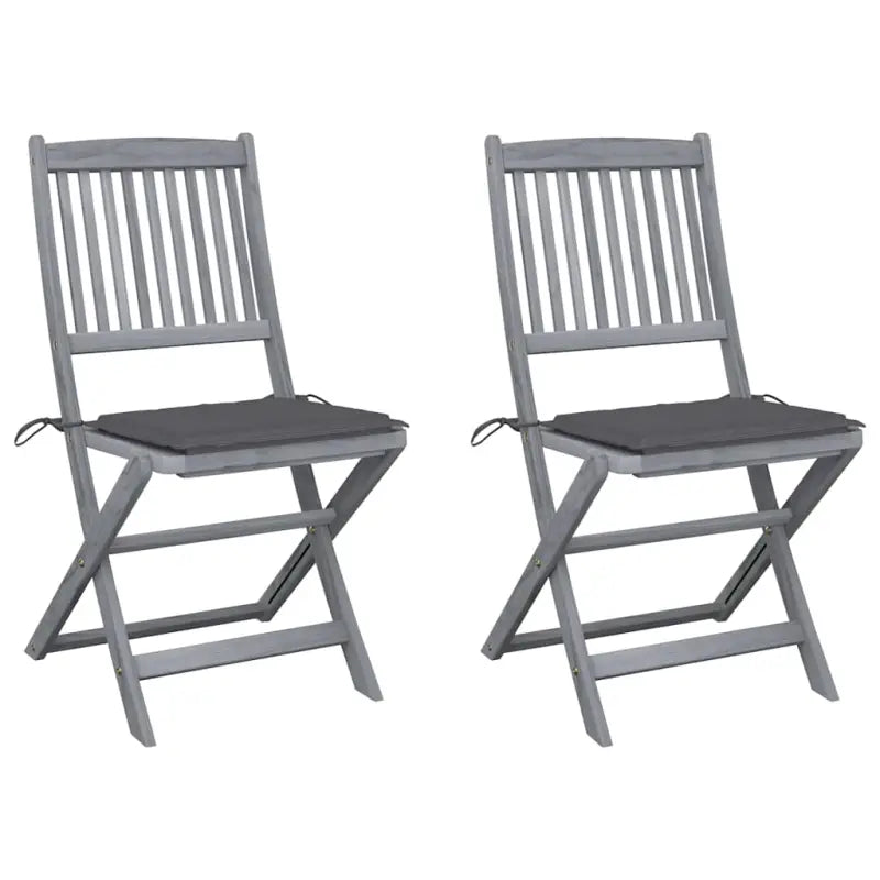 Moderne massief acaciahout tuinstoelen met kussens voor buiten eten - Antraciet / 2 - Tuinstoelen
